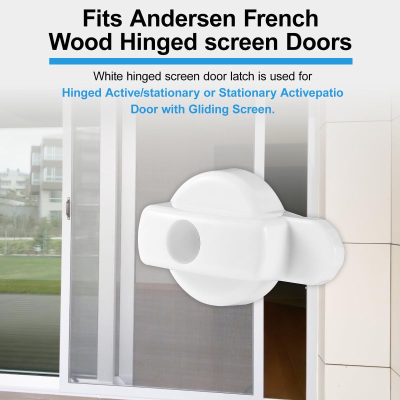 VYH Hinged Screen Door Latch for Andersen Doors, Replacement Andersen Screen Door Latch Compatible with Andersen Screen Door Lock, Fits for Andersen Sliding Door Latch (White 2pack) - Image 4
